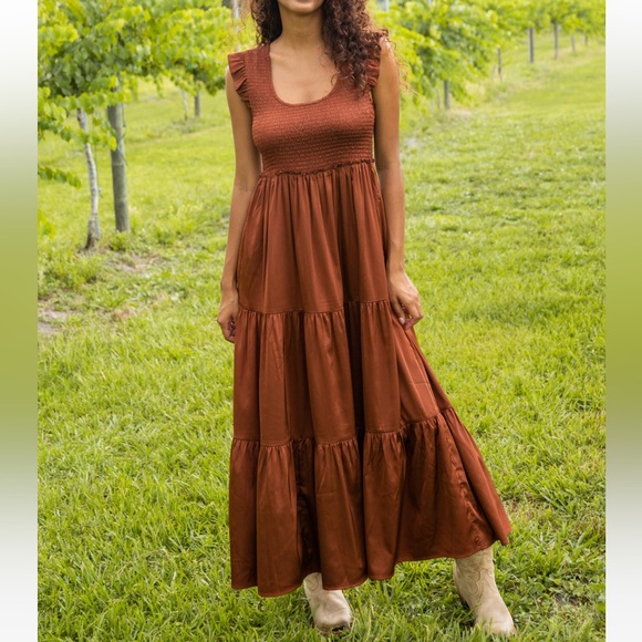 NATURAL LIFE Dresses & Skirts - NATURAL LIFE Olivia Smocked Maxi Dress Rust Size Large
